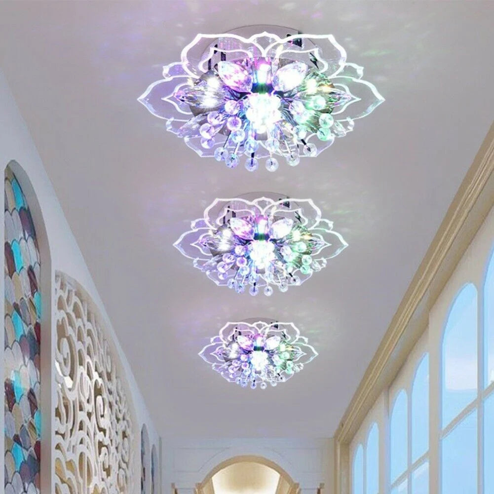 Creative LED Crystal Flower Chandelier for Living Room Bedroom Kitchen