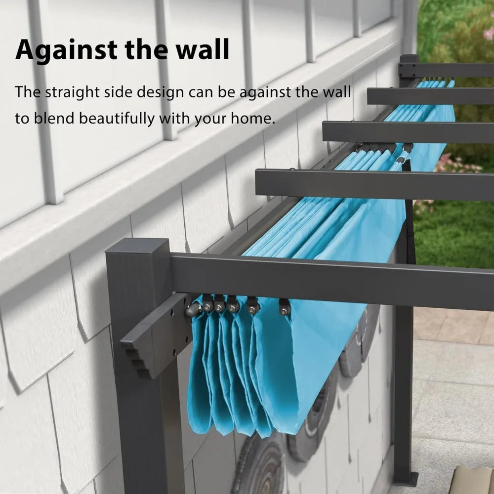 Outdoor Retractable Pergola 9.5' x 13' Aluminum Canopy Patio Shelter