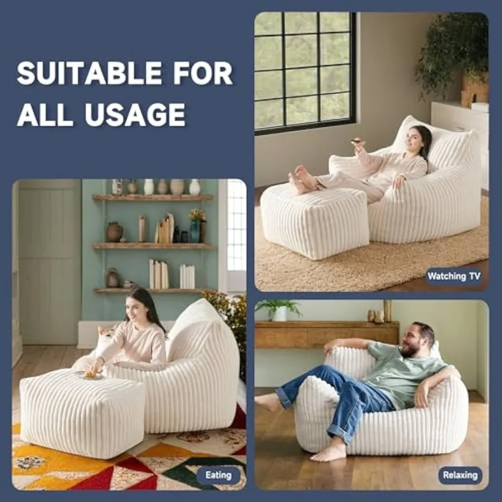 Ljustra Giant Bean Bag Chair Oversized Memory Foam Lounge Couch
