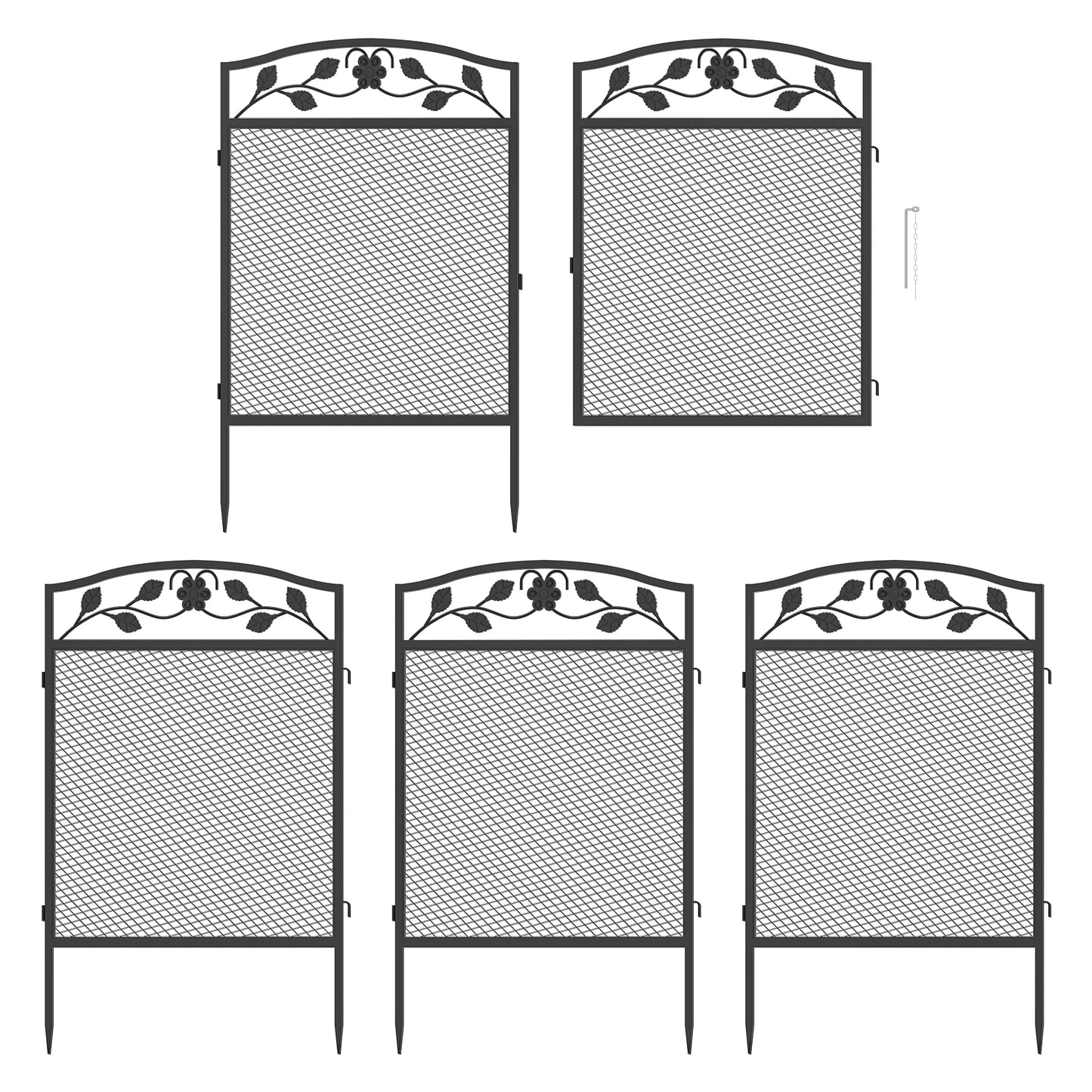 5 Panel Decorative Garden Fence Outdoor Dog Animal Barrier Metal