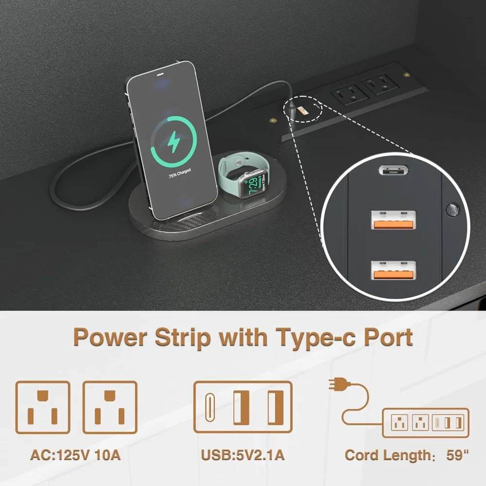 Ljustra Kitchen Pantry Cabinet 71" Hutch with Countertop Power Outlet