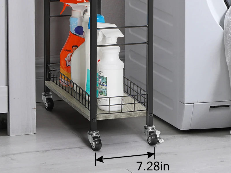4-Tier Slim Storage Cart with Wheels Mobile Kitchen Organizer Space Saver