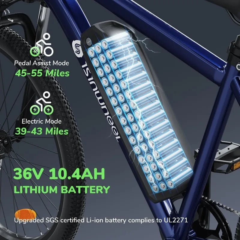 M10 500W Electric Mountain Bike 26" 20MPH Removable Battery Commuter