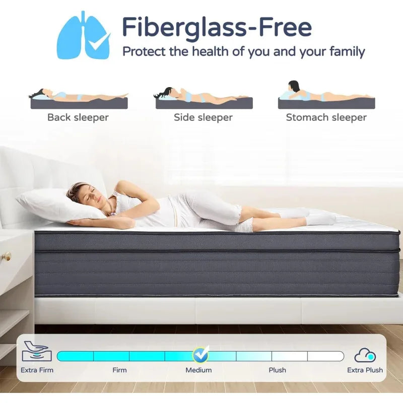 Ljustra King Size 12 Inch Memory Foam Hybrid Mattress Motion Isolation