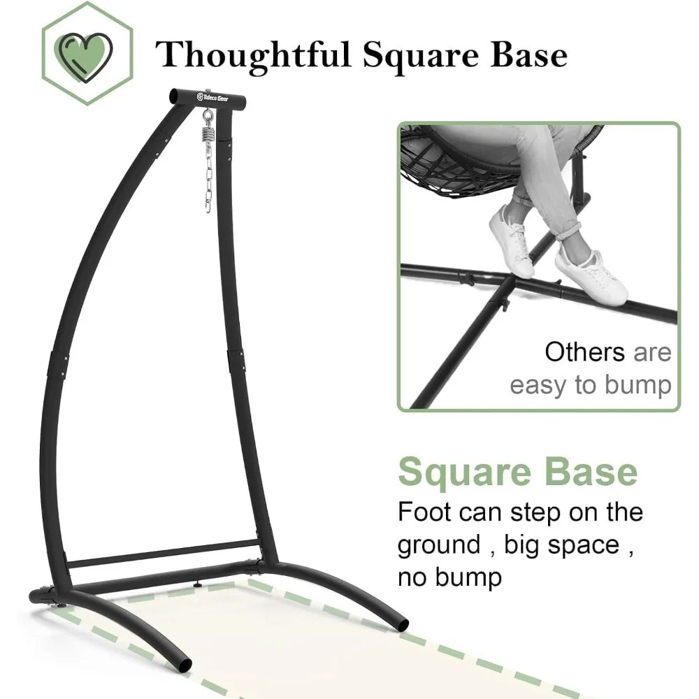 C Type Hammock Chair with Stand Neck Pillow for Outdoor Relaxation