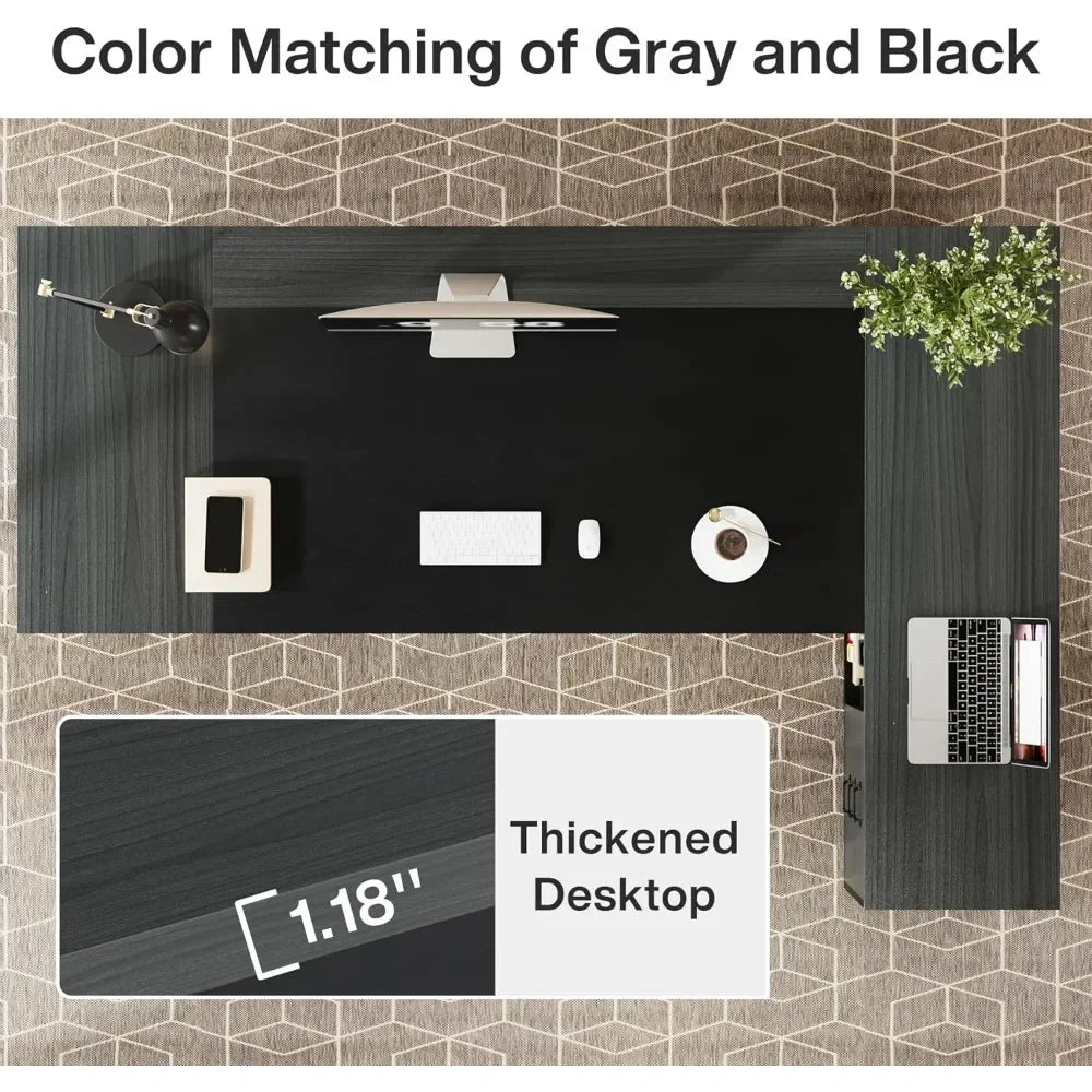 Large L-Shaped Executive Desk Modern Office Furniture with Storage