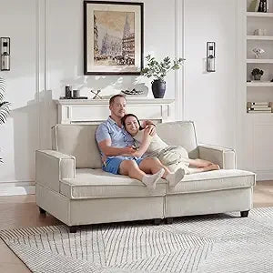 Corduroy Sofa Couch Adjustable Seat Depth 75"–142" Small-XL Couch 4-Seater Love