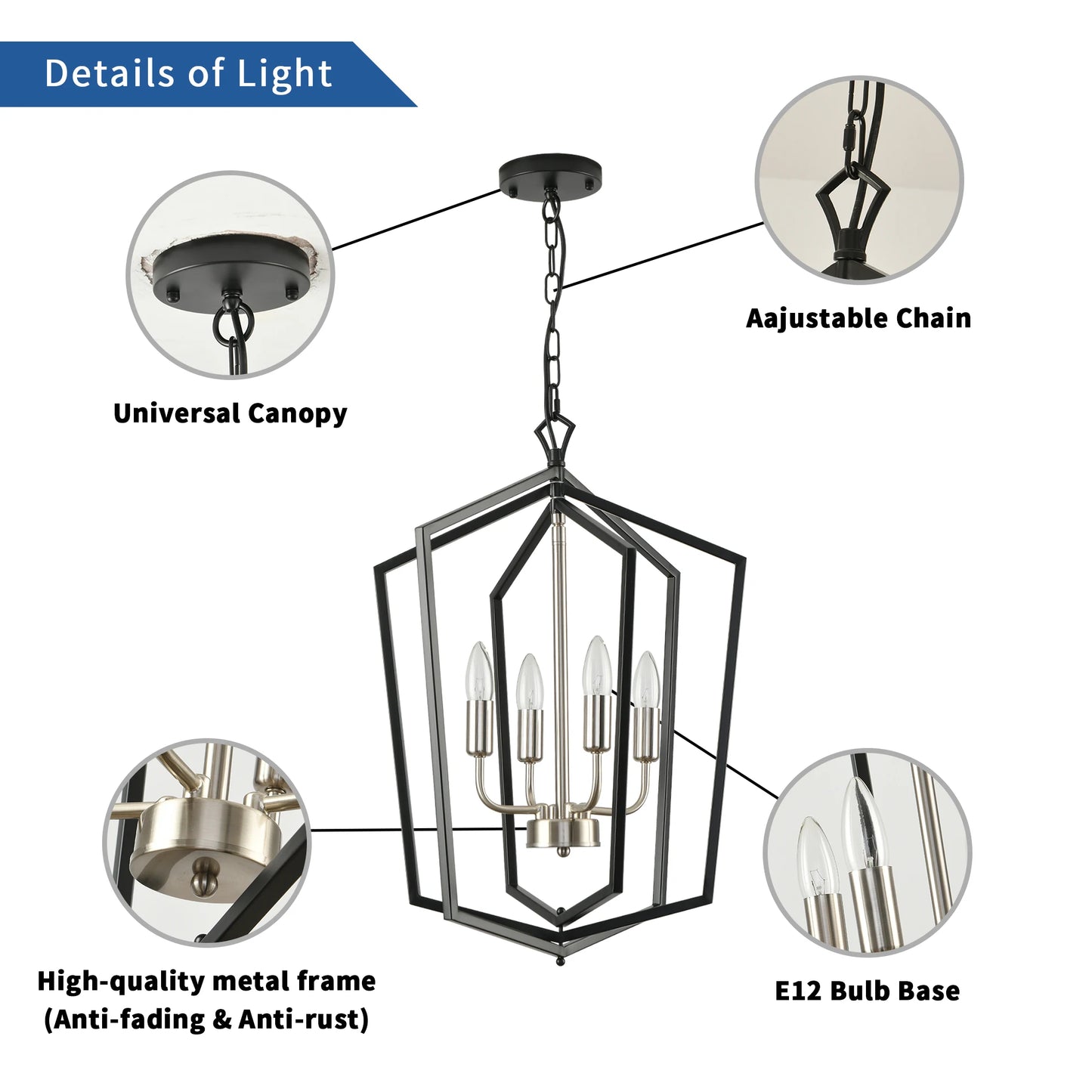 Luxury 4 Light Chandeliers Industrial Pendant Lighting Kitchen Dining Room