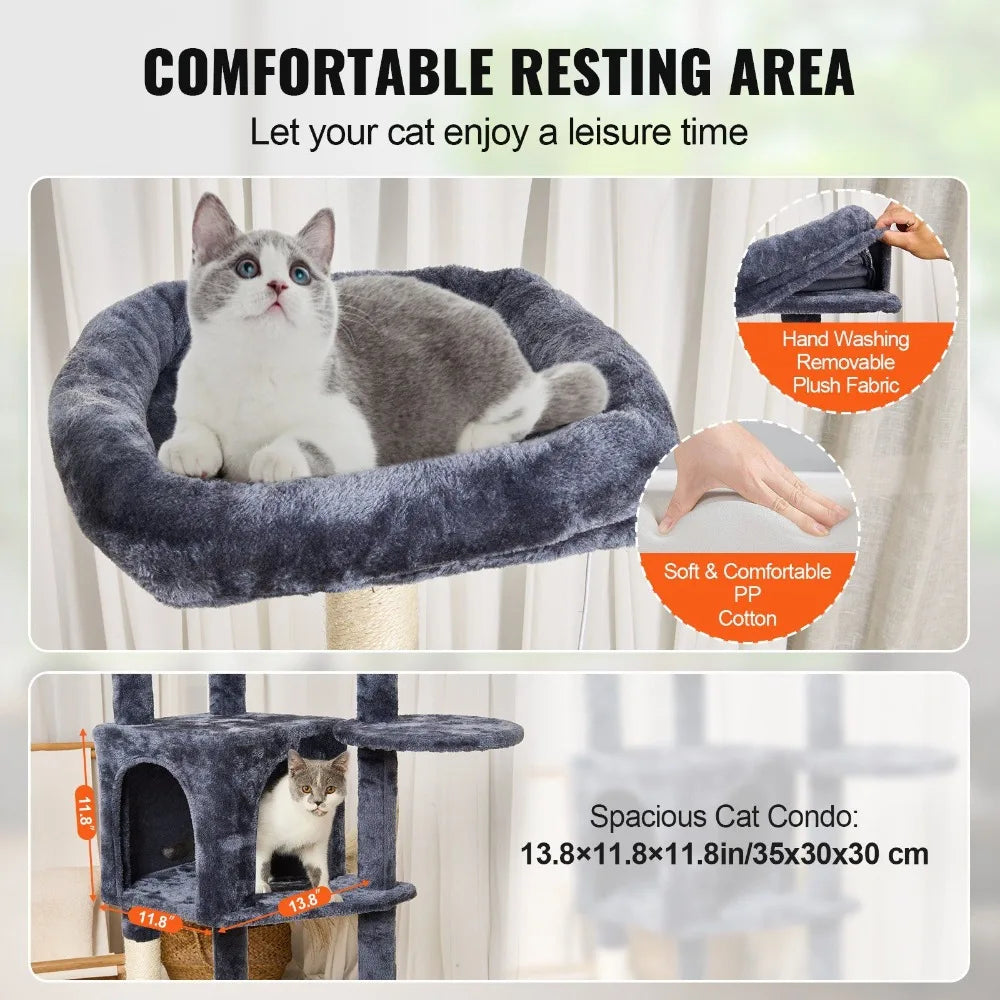 60.6 Inch Cat Tower Cat Condo Scratching Post Activity Center Indoor Cats