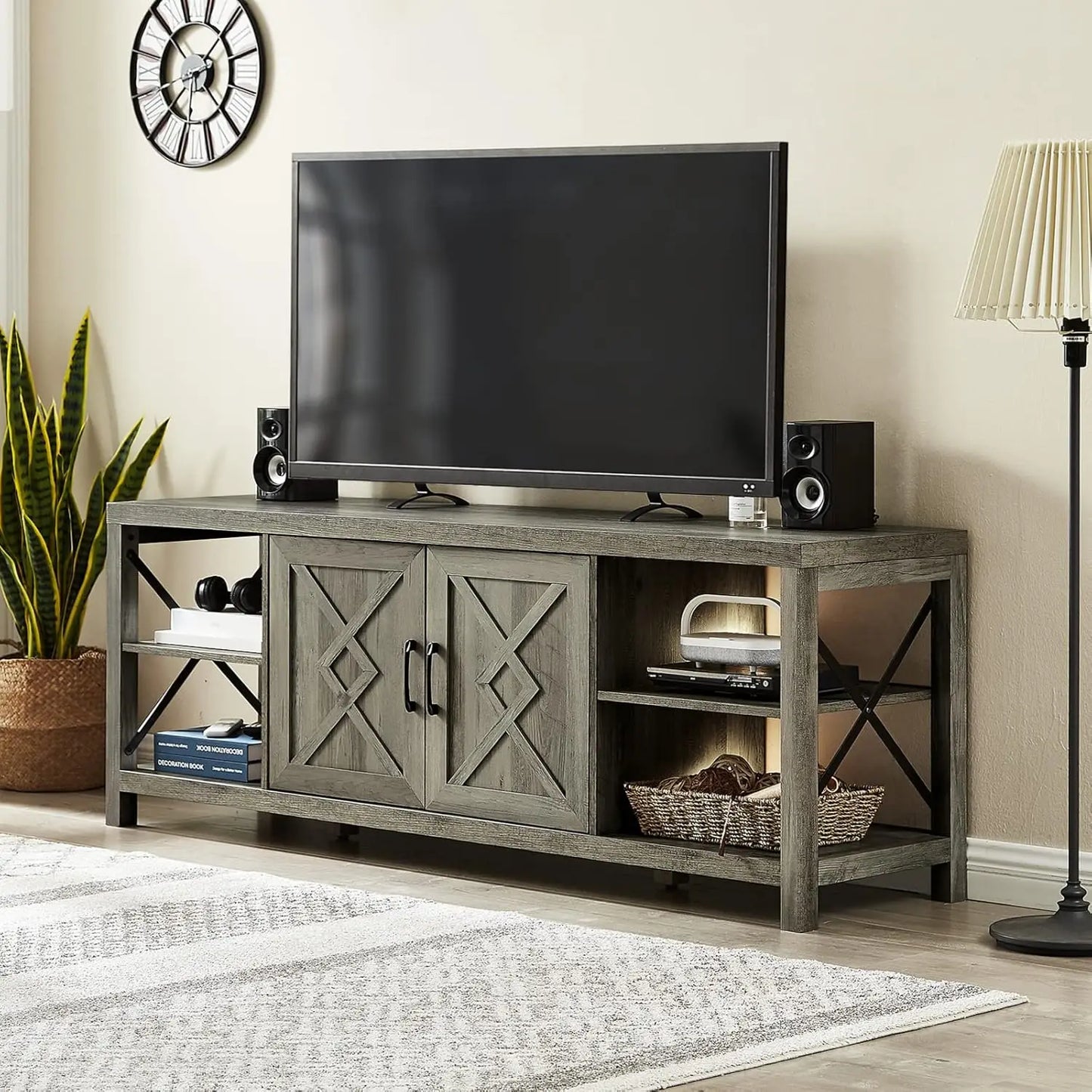 Ljustra Modern TV Stand for 75 Inch TV with Storage Soft Closing Doors