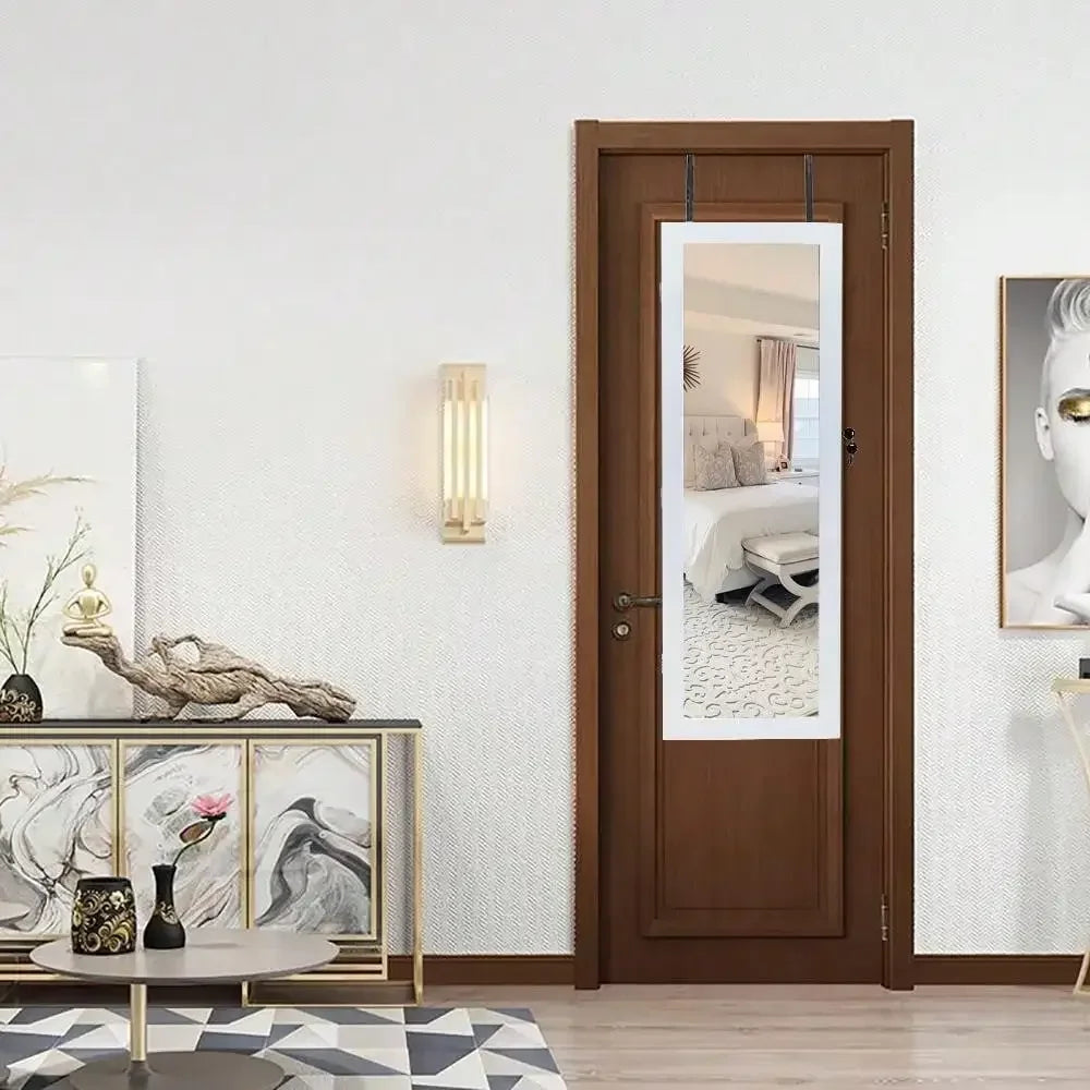 Ljustra Wall Door Mounted Mirror Jewelry Cabinet Organizer LED Light