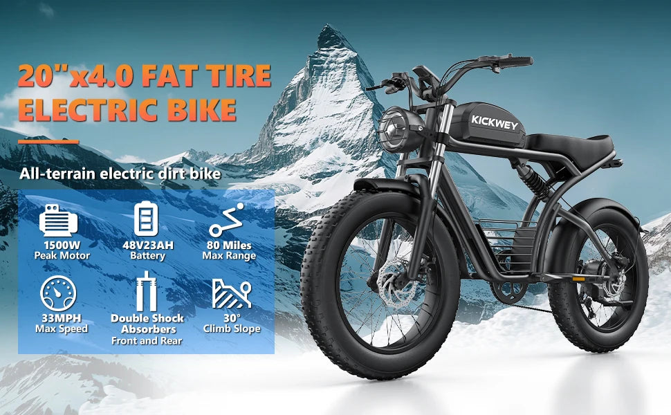 Ljustra Kickwey K7 Electric Bike 1500W 48V 20 Inch Fat Tire Mountain