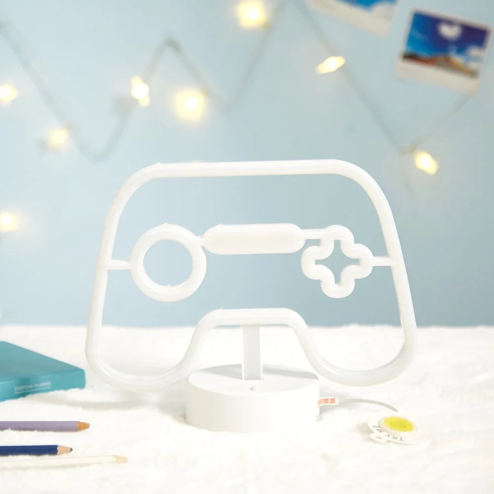 Neon LED Kids Lamp Gaming Controller Night Light Battery Operated