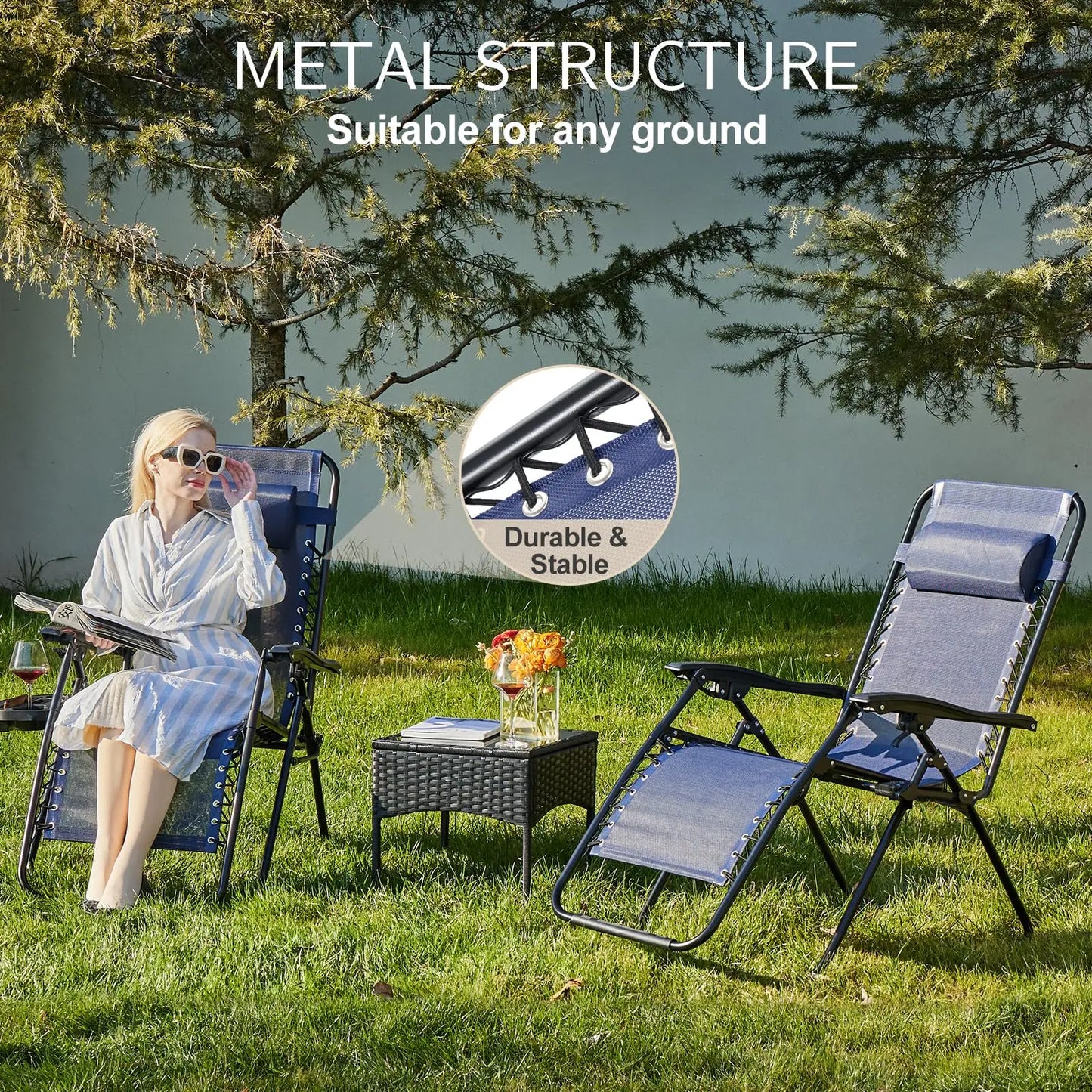 Portable Zero Gravity Recliner Camping Lounge Chair Set of 2