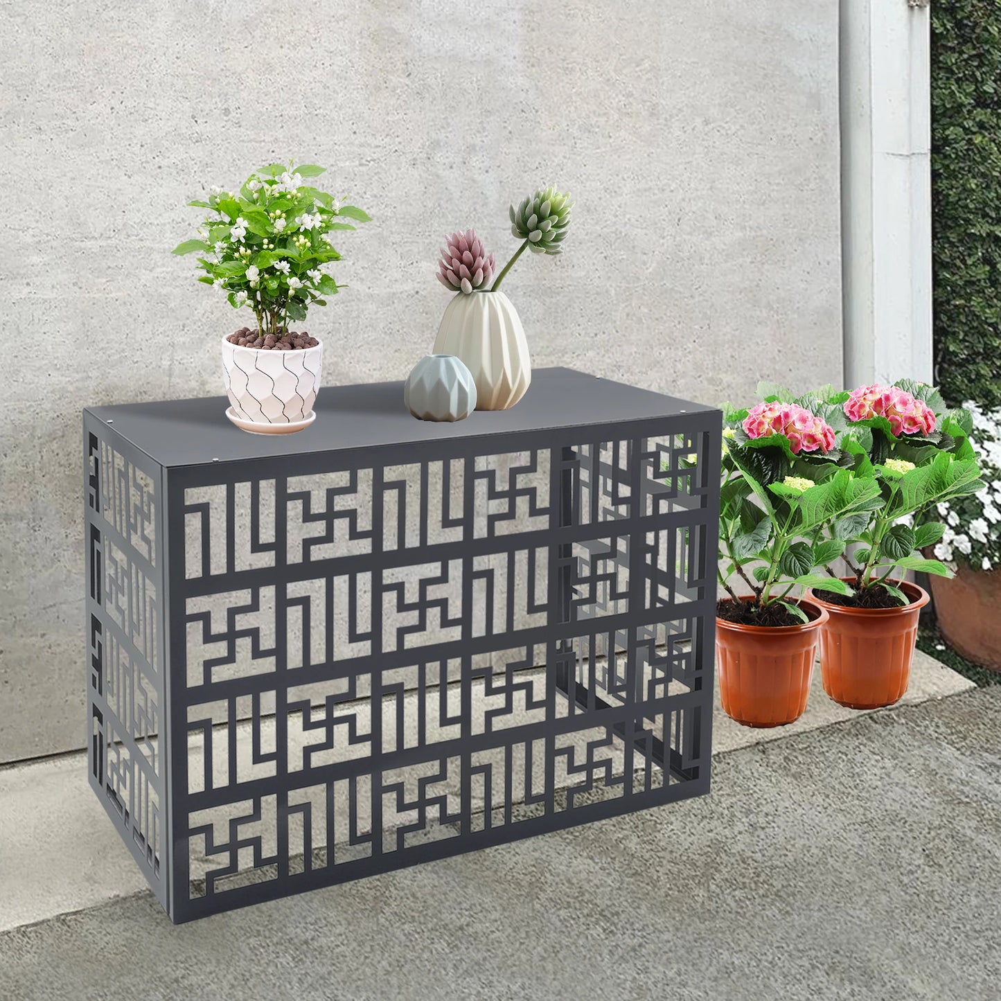 Freestanding Air Conditioner Fence Privacy Screen with Planter Box Outdoor