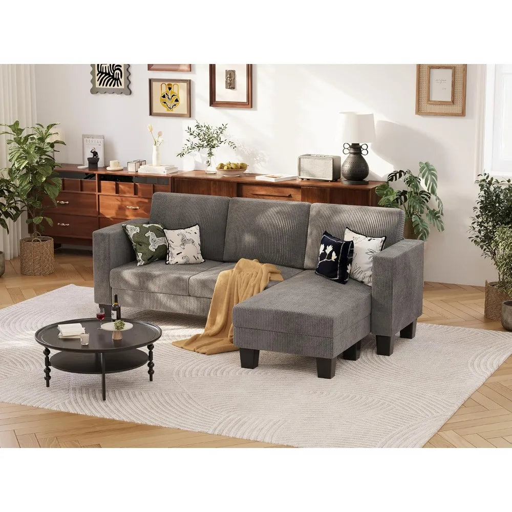 Ljustra Convertible Sectional Sofa Couch 3 Seat L-Shaped with Chaise