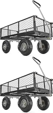 Heavy Duty Steel Mesh Utility Wagon Cart 800lb Capacity Outdoor Hauling
