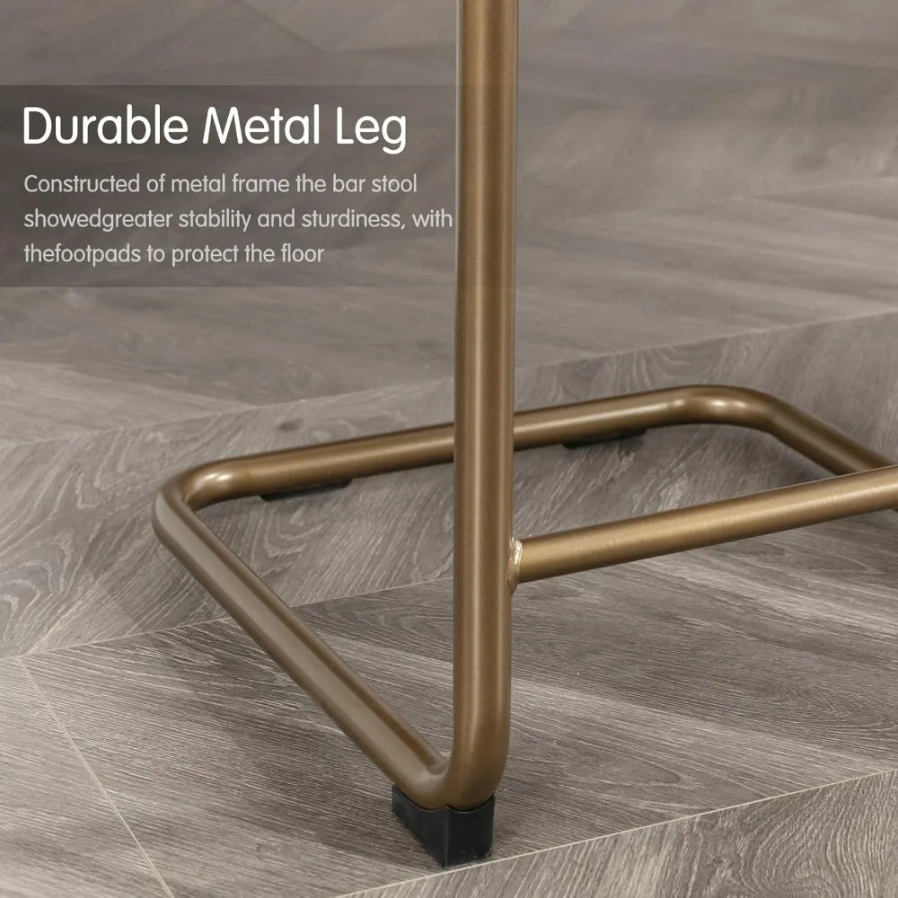 Set of 3 Modern Counter Height Bar Stools with Backrest for Kitchen