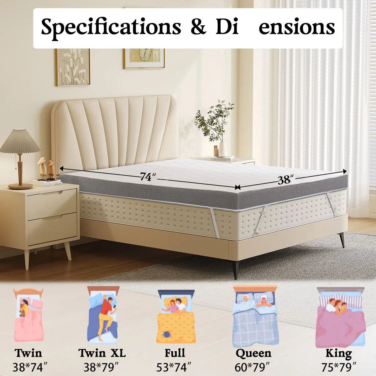 Ljustra 3 Inch Pain Relieving Foam Mattress Topper Removable Cover