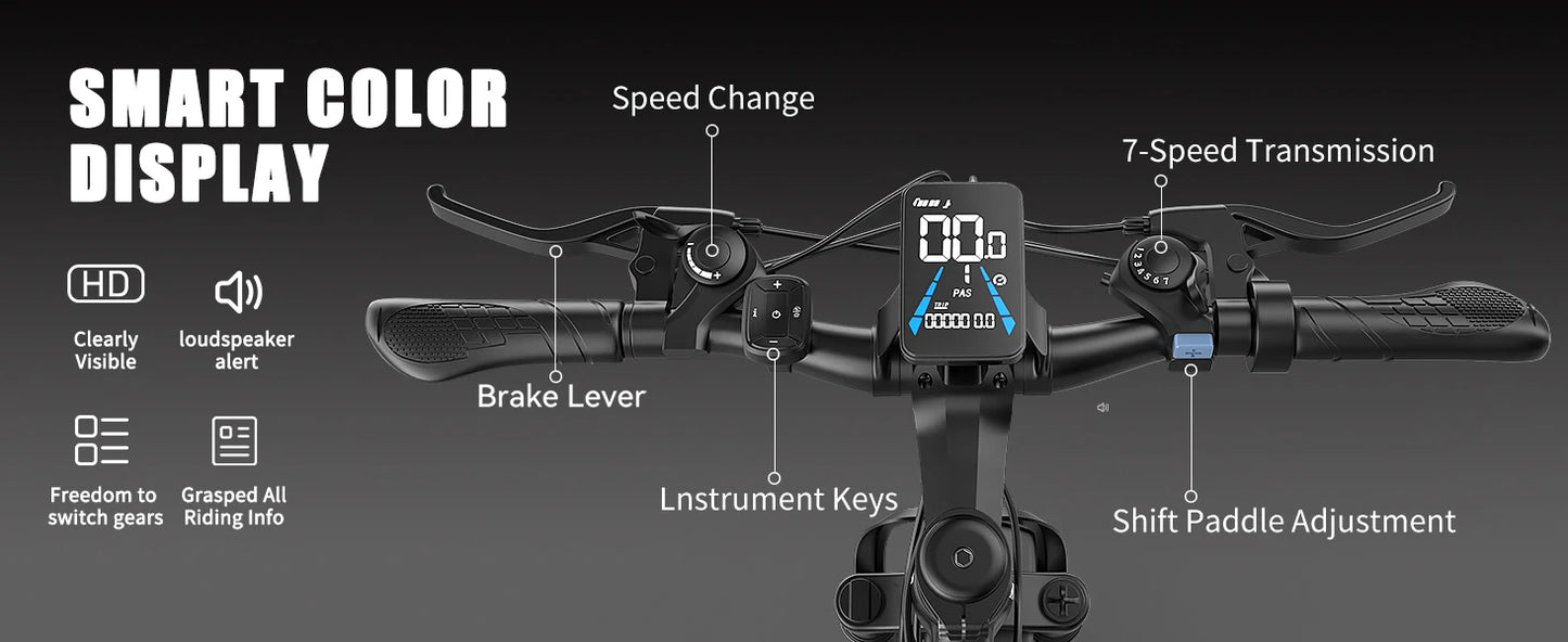 Electric Mountain Bike 750W Motor Removable Battery 25MPH Adult Ebike