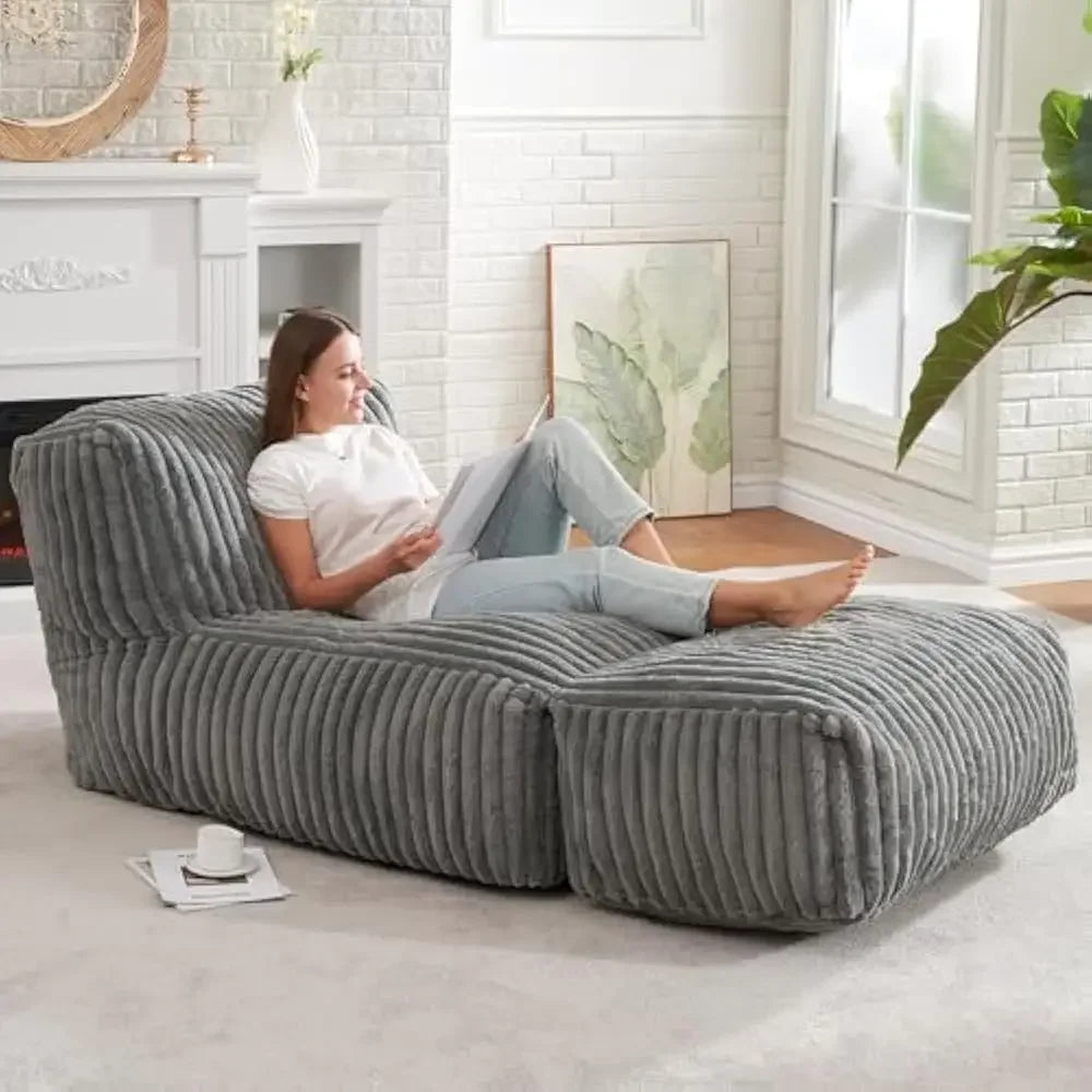 Ljustra Big Bean Bag Lounger Chair Sofa Memory Foam for Adults