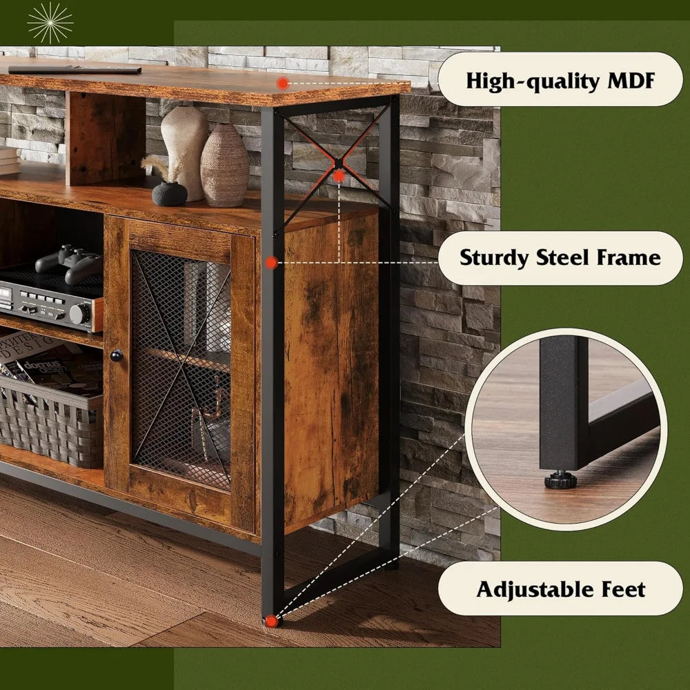 Tall TV Stand for 55 Inch TV Farmhouse Industrial Entertainment Center