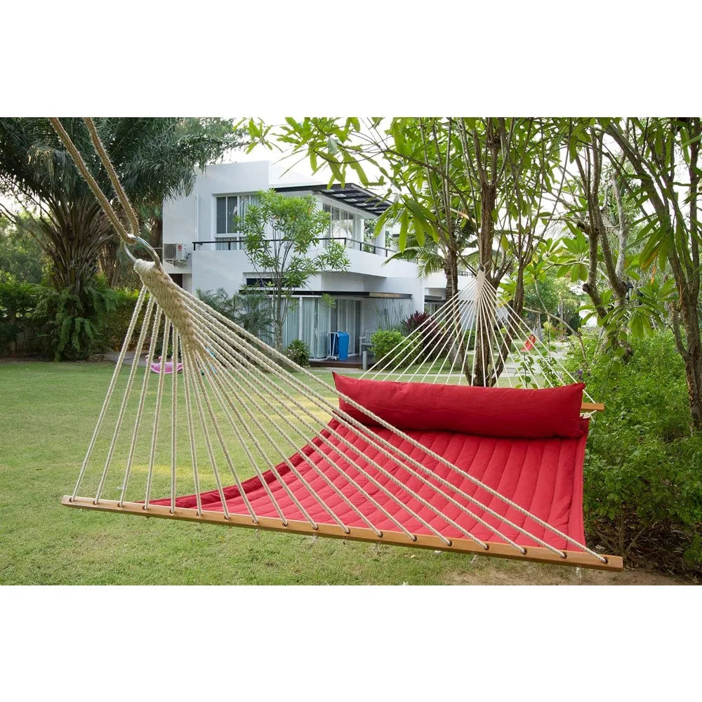 King Size Quilted Spreader Bar Hammock for 2 People Weatherproof