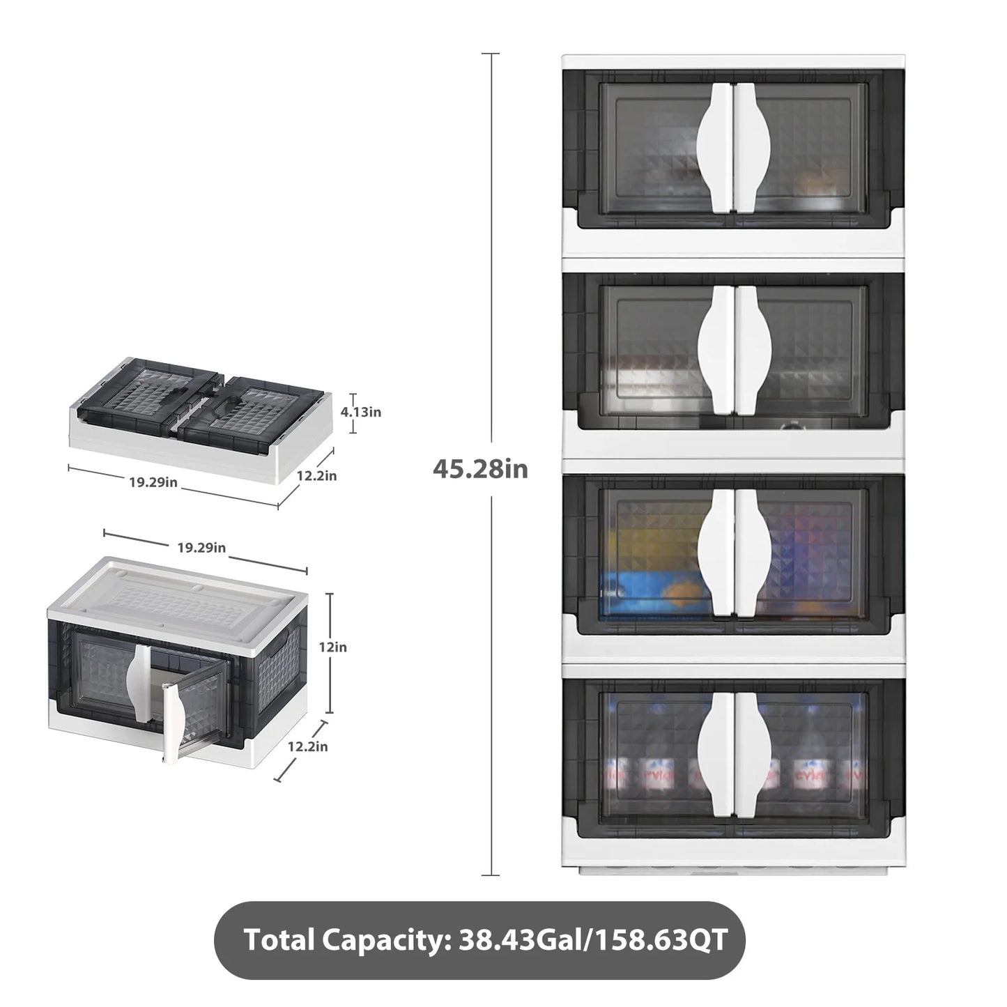 Stackable Wheeled Storage Bins Organizer for Clothing Shoes Home Office