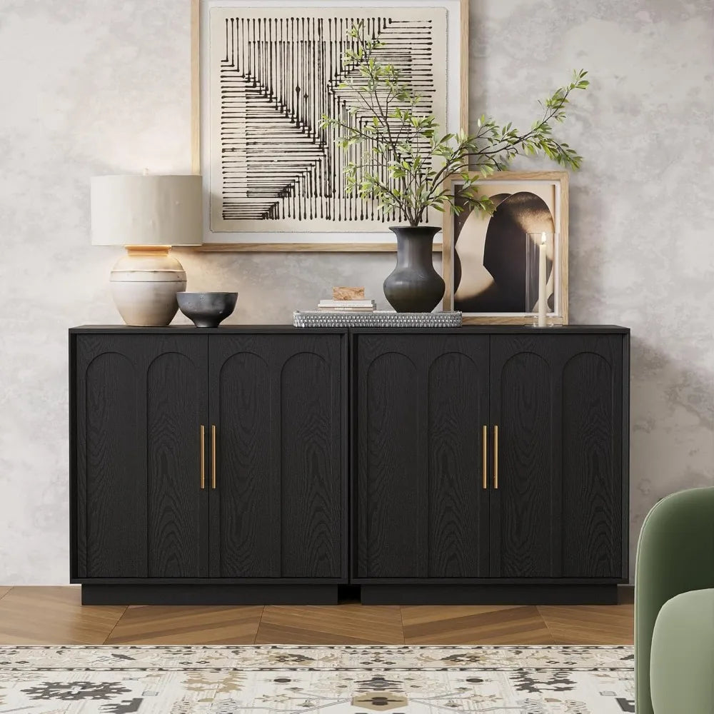 Modern Sideboard Buffet Cabinet Arched Doors Adjustable Shelf Storage