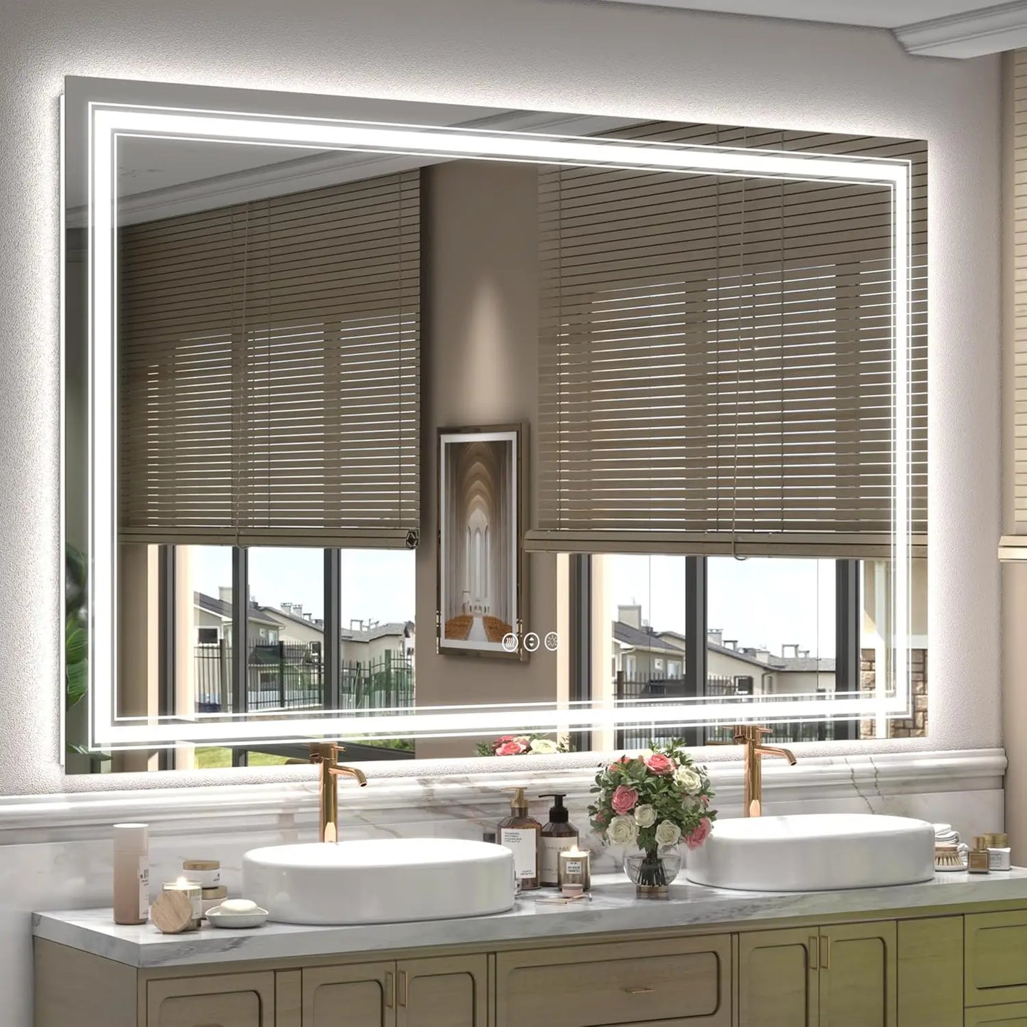 Ljustra LED Bathroom Mirror Dimmable Anti-Fog Shatterproof Backlit