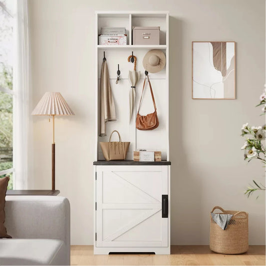 3-in-1 Hall Tree Entryway Bench Coat Rack Mudroom Storage Solution