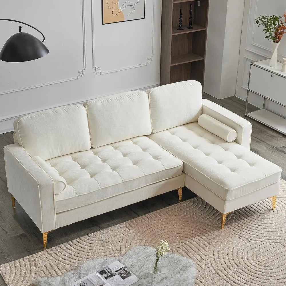 Ljustra L-Shape Sectional Sofa Chenille Fabric Couch Reversible Chaise