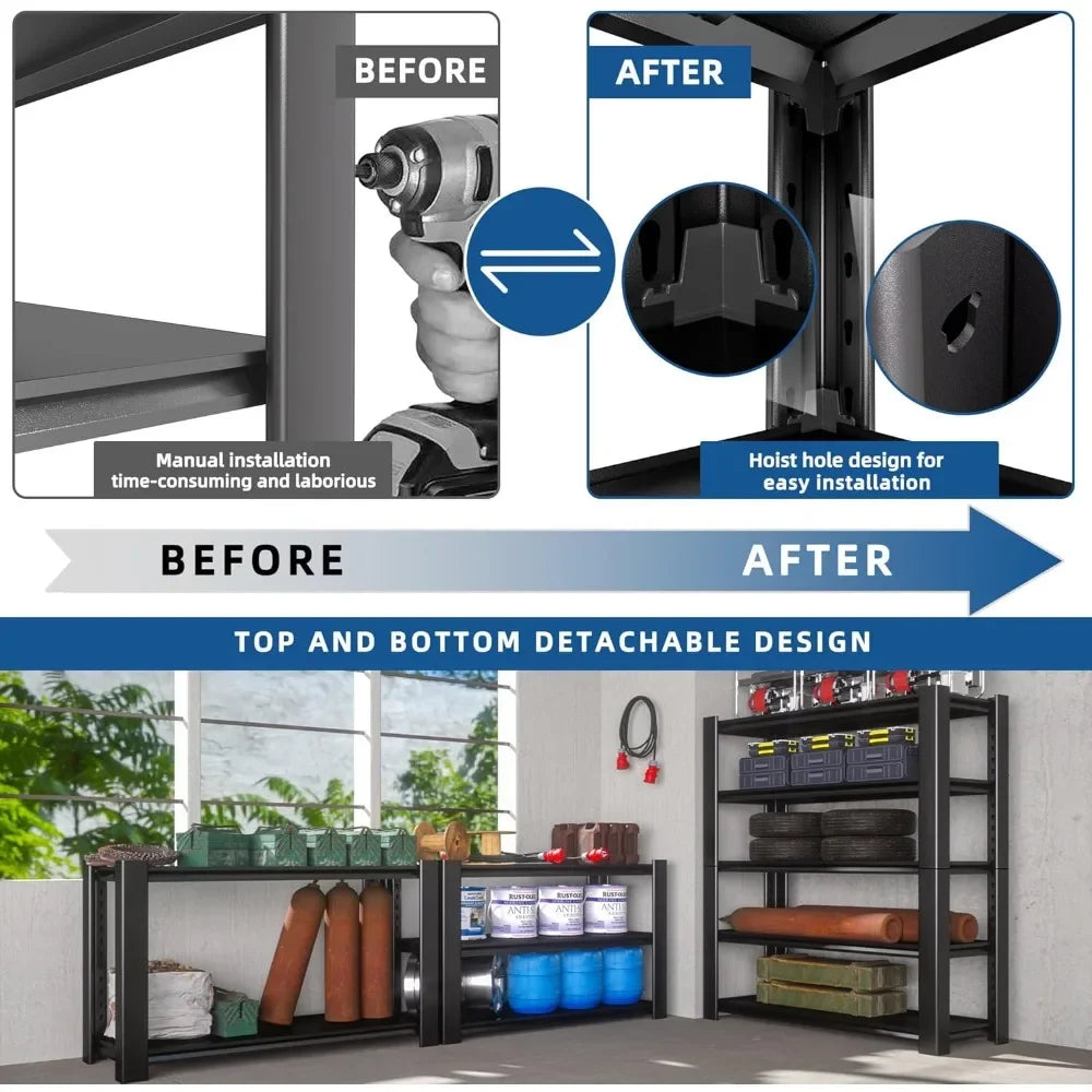 Heavy Duty Garage Shelving Unit 48 Inch Adjustable Metal Storage Rack