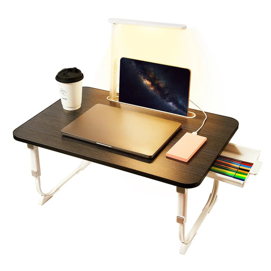 Laptop Desk for Bed Adjustable Lap Desk with LED Light Storage Drawer