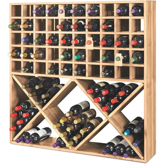 Jumbo Bin Grid 100 Bottle Wine Rack Wall Mount Modern Unstained