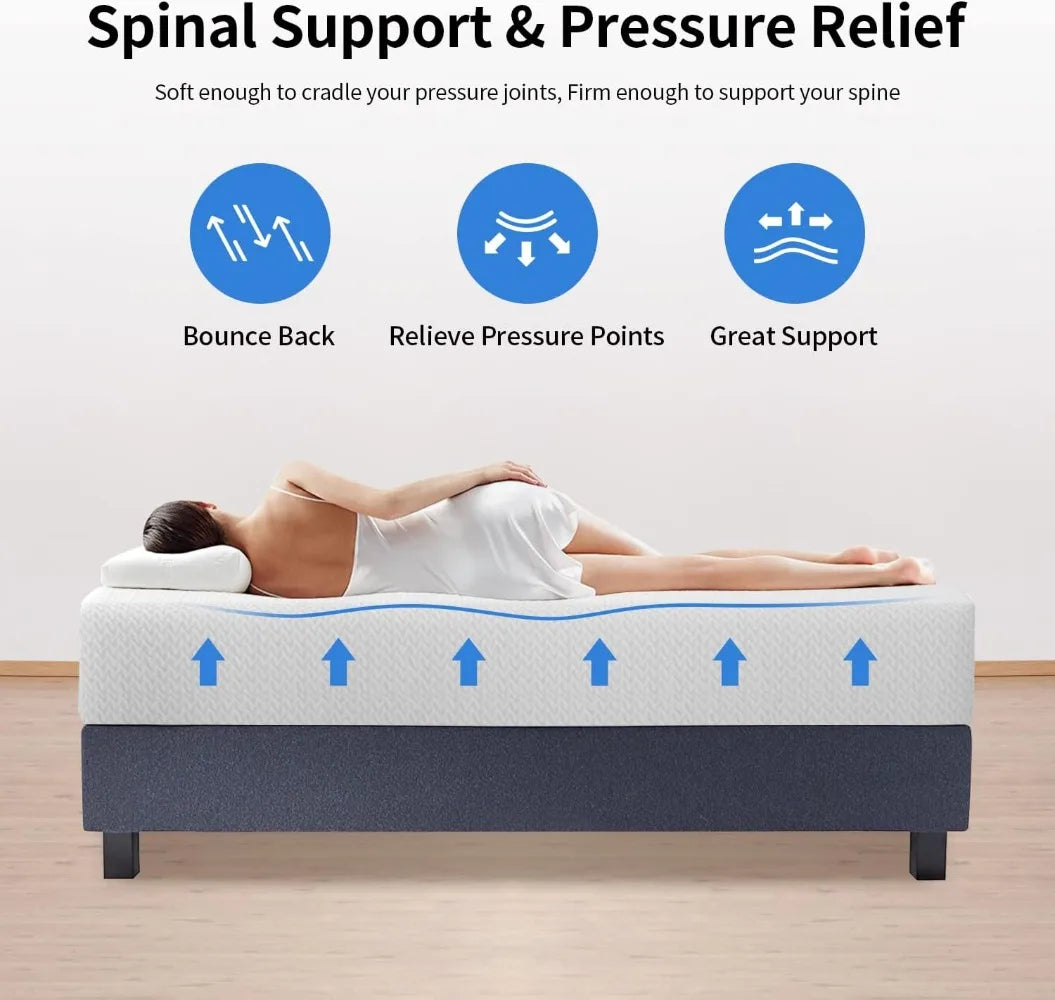 Ljustra 12 Inch Green Tea Memory Foam Mattress Full Size Pressure Relief