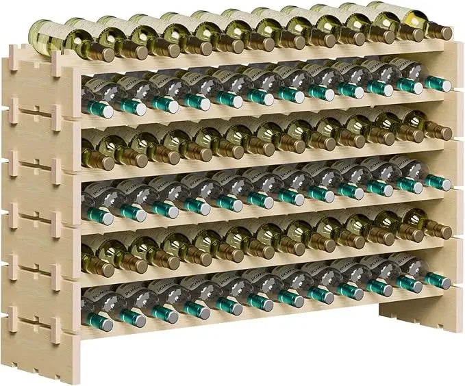 Stackable Modular Wine Rack Freestanding Wooden Storage Holder