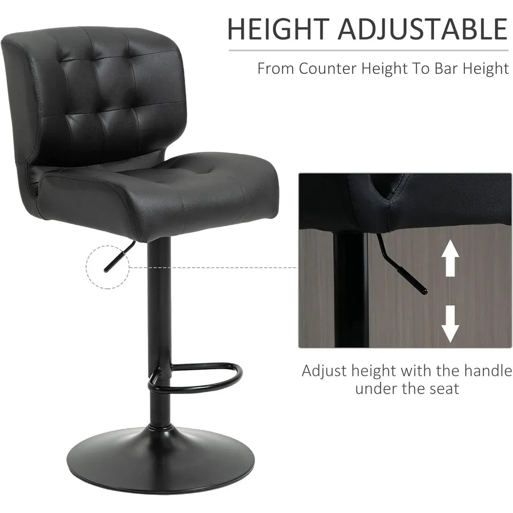 Bar Height Swivel Stools Set of 2 Adjustable Padded Cushions Metal Base