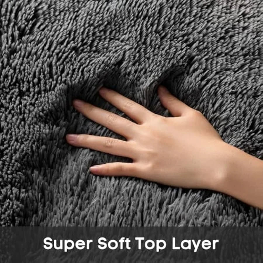 Soft Fluffy Shaggy Runner Rug Non-Slip Indoor Carpet for Bedroom Living Room