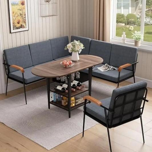 Ljustra 3 Piece Dining Table Set Modern Kitchen Folding Storage Stools