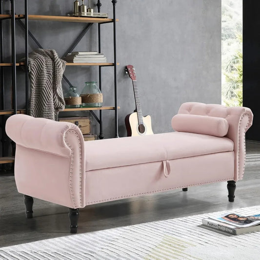 Ljustra Storage Bench Velvet Tufted Ottoman 63 Inch for Bedroom Entryway