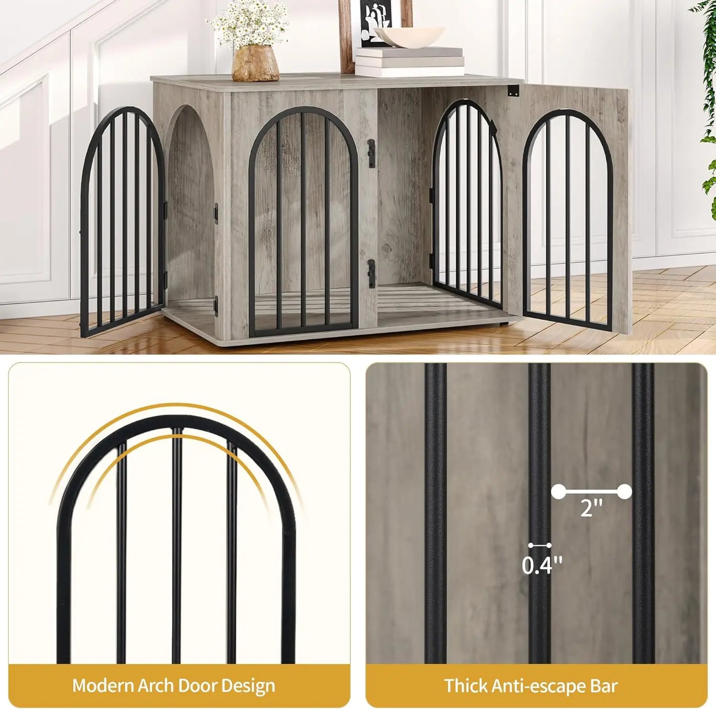 31.5 Wooden Dog Crate Furniture Indoor Kennel TV Stand Anti-Chew