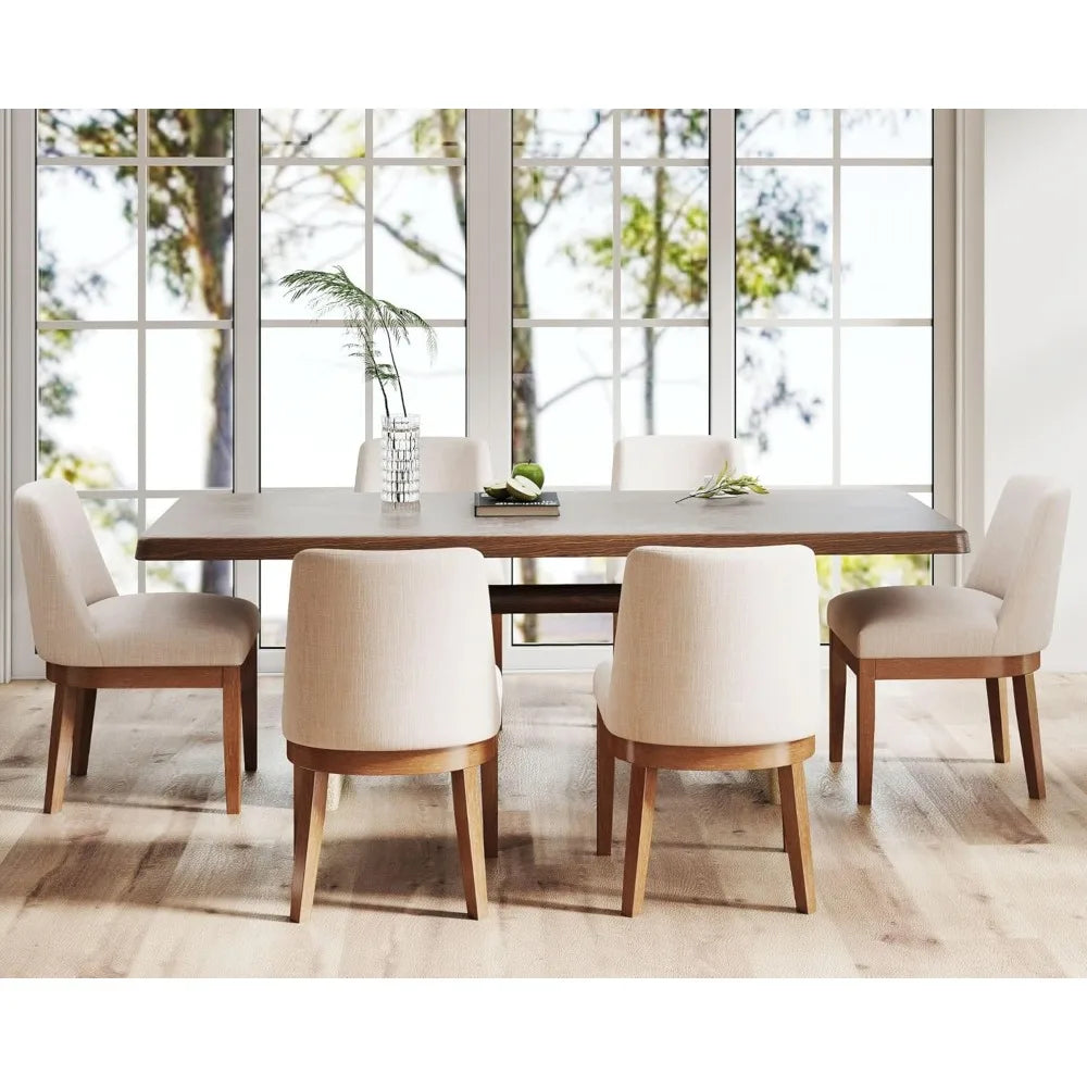 Modern Farmhouse Beige Linen Dining Room Chairs Set of 4