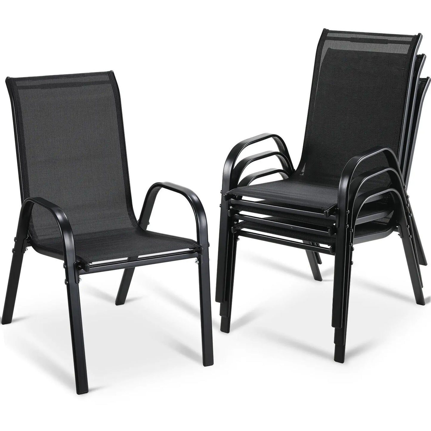 Metal Stackable Outdoor Dining Chairs Set of 4 for Patio Garden