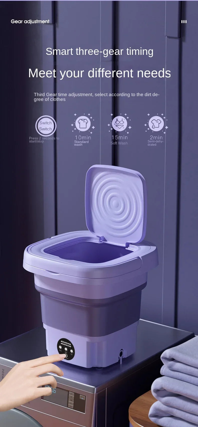 Portable Mini Washing Machine Bucket for Clothes Travel Washer