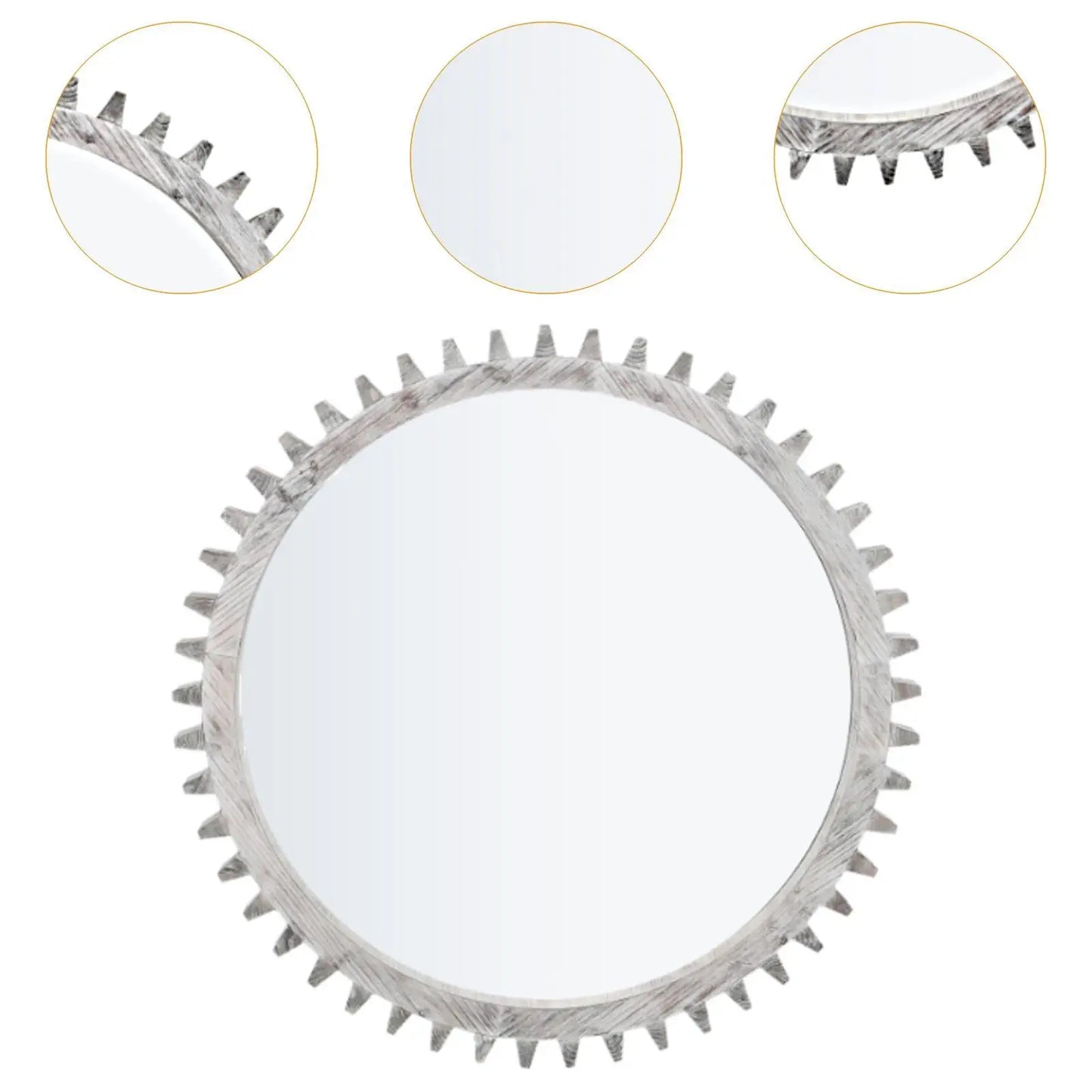 Modern Hanging Mirror Round Decorative Gear Shape for Entryway Bath