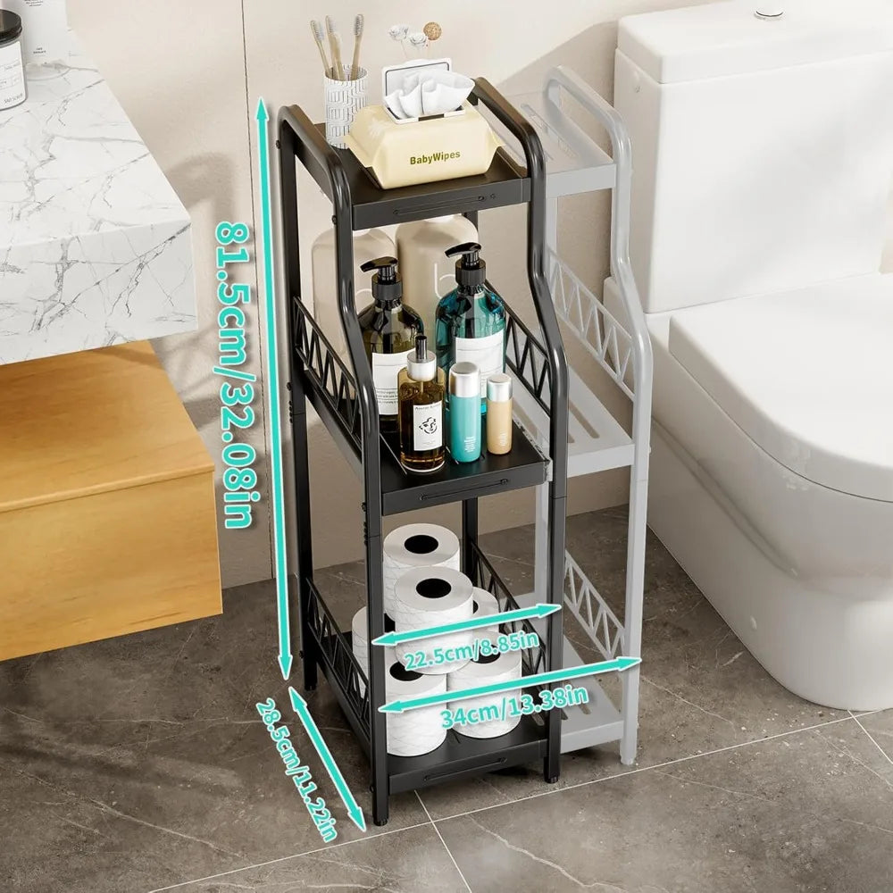 Bathroom Shelf Organizer 3 Tier Expandable Slim Storage Unit Rack