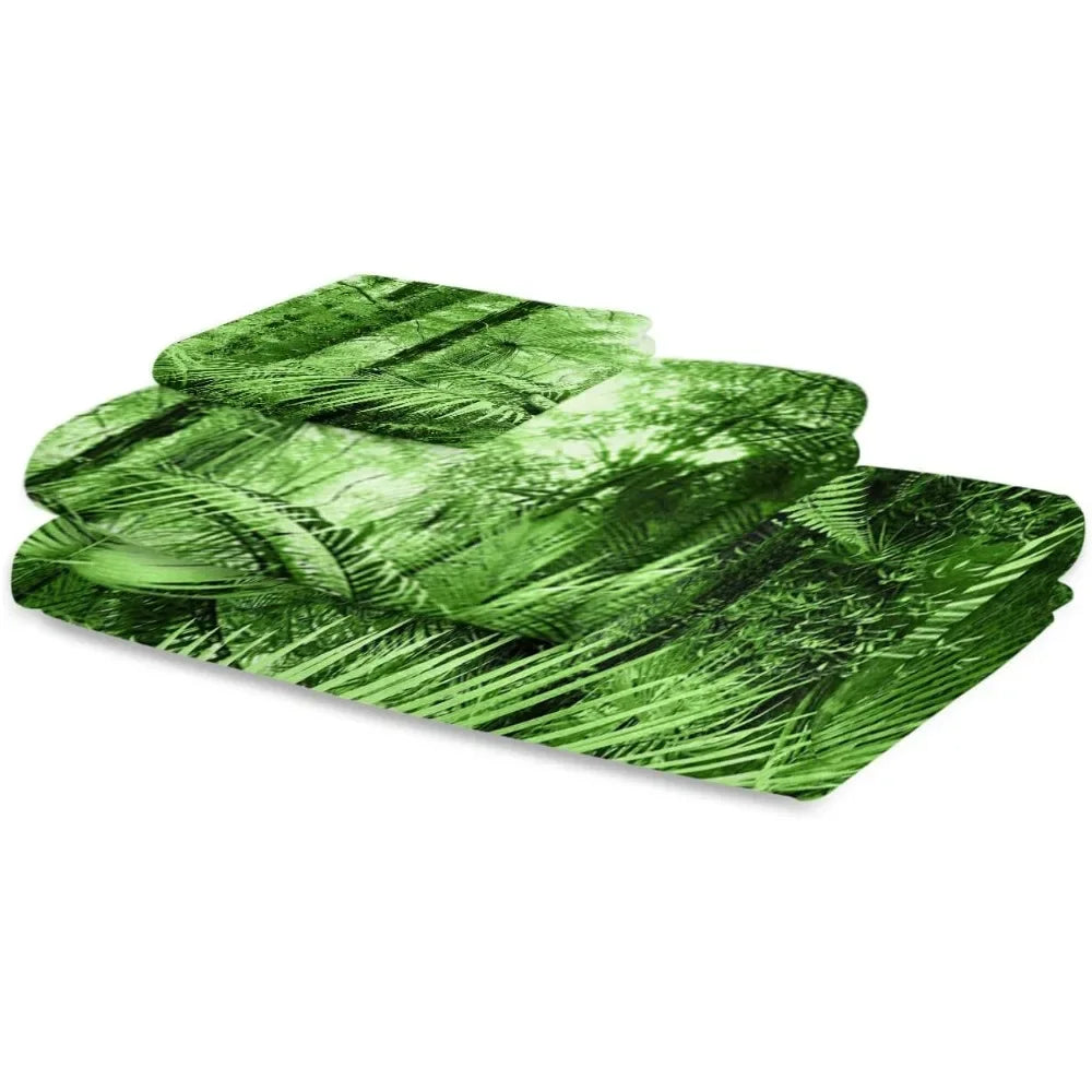 Ljustra 3-Piece Towel Set Bath Hand Wash Cloths Jungle Shrubs