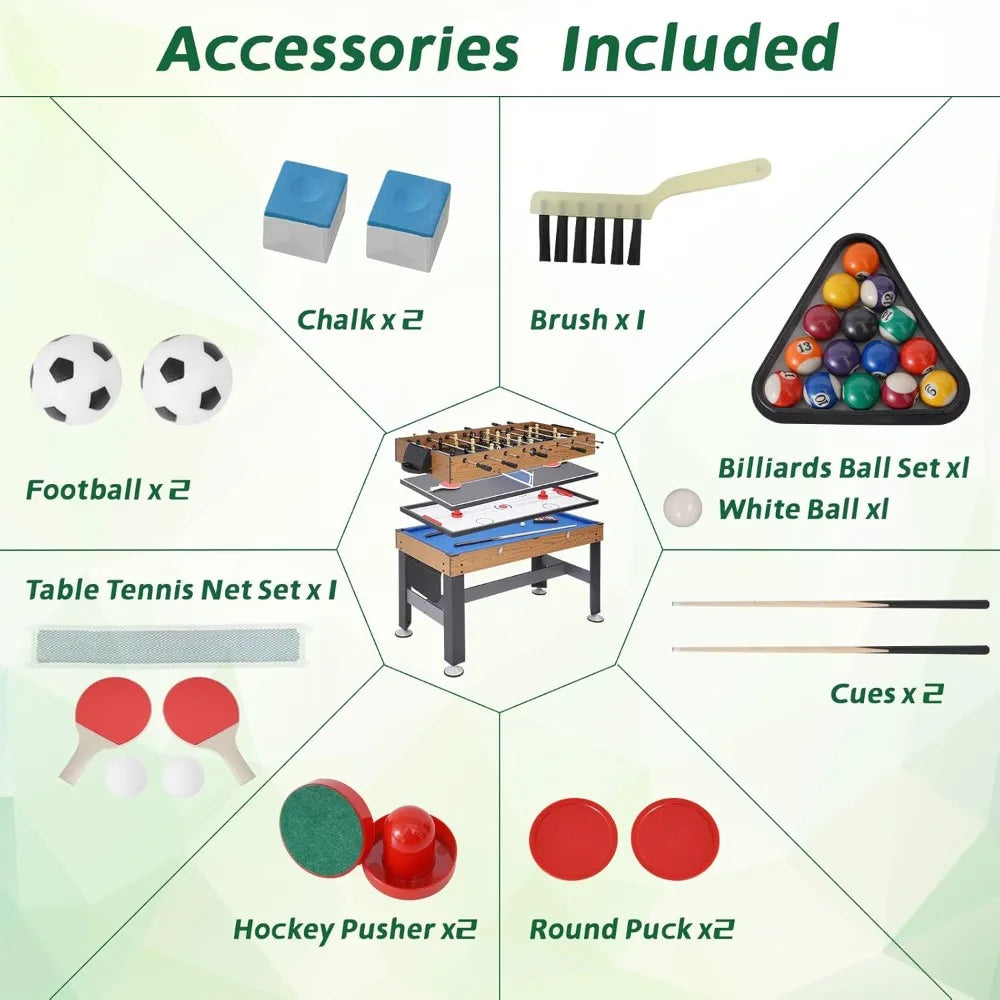 54 Inch 4 in 1 Multi Game Table Combo Games Table for Home Game Room