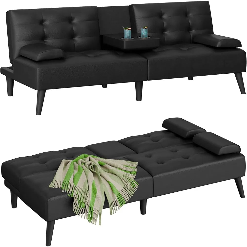 Ljustra Sofa Bed Multifunctional Lounge Chair with Cup Holder and Adjustable Armrests